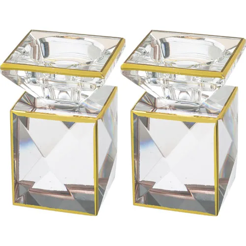 זוג פמוטי קריסטל אלגנטיים 9 ס"מ